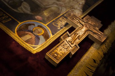 Hıristiyan ahşap Cross İsa diriliş sunak tablo ile