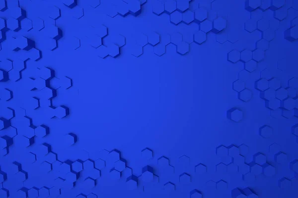 六角形パターン レンダリング ブルーと抽象的な背景 — ストック写真