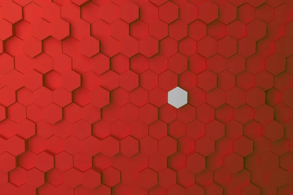 抽象的な六角形パターンと背景 赤のものより つの白 多様性 という概念 レンダリング — ストック写真