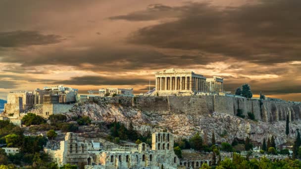 Acrópole Parthenon Atenas Vídeo Zoom Out Grécia — Vídeo de Stock