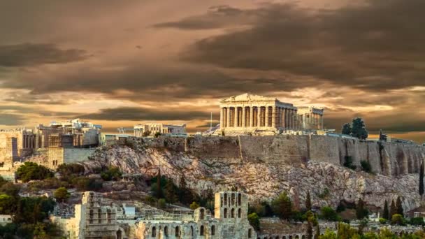 Parthenon Acropolis of Athens, 4k video - zoom out, Greece