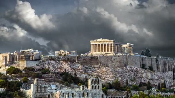 Acrópole Parthenon Atenas Vídeo Zoom Out Grécia — Vídeo de Stock