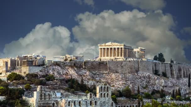 ビデオ ズームアウト ギリシャ アクロポリス パルテノン神殿 — ストック動画