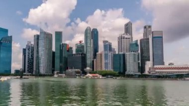 Panoramik görünüm Timelapse Singapur City 4 k