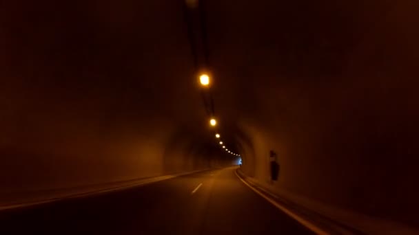 Driving Highway Tunnel Front View Camera Stabilizer Post Editing Video — Stock Video