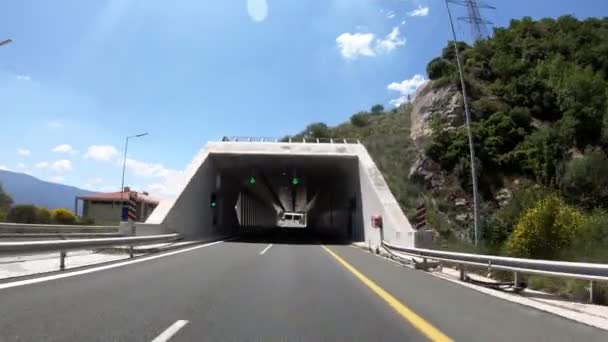 Rijden Snelweg Tunnel Vooraanzicht Camera Stabilisator Geen Post Bewerken Video — Stockvideo