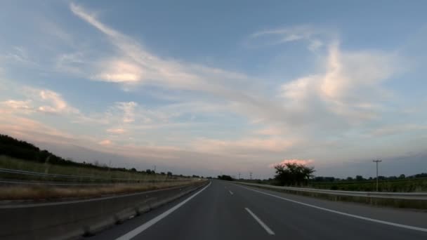 Conduite Sur Autoroute Fin Après Midi Avant Coucher Soleil Vue — Video