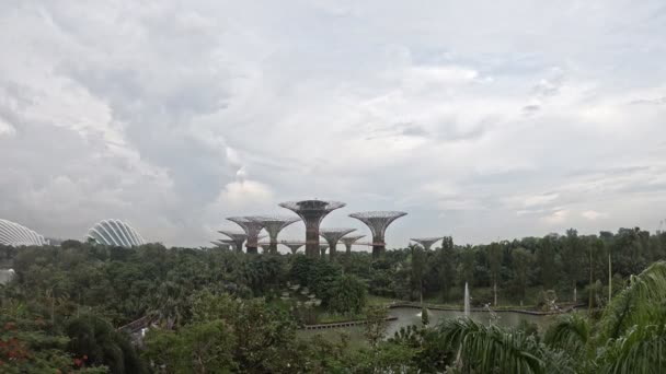 Cingapore Abr 2018 Jardins Perto Baía Singapura Vista Panorâmica Cidade — Vídeo de Stock