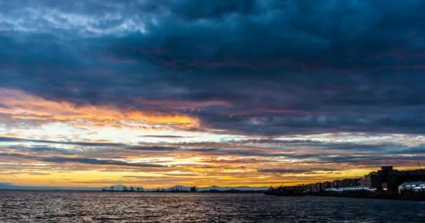 Panoramic View Thessaloniki City Sunset Timelapse — Stock Video
