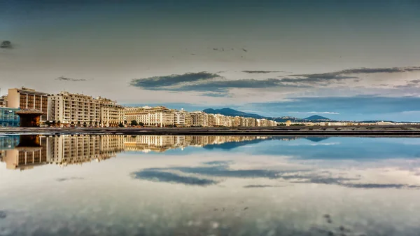 Panoramatický Pohled Soluně Starého Přístavu Odrazy Vody Dešti Řecko — Stock fotografie