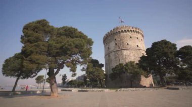 Sabah Beyaz Kule Thessaloniki, Yunanistan -4 k video 3840 x 2160 25 fps
