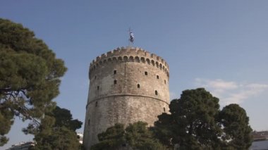 Sabah Beyaz Kule Thessaloniki, Yunanistan -4 k video 3840 x 2160 25 fps