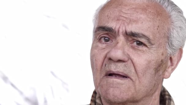 Senior Elderly Happy Man Close Lento Vídeo Movimento — Vídeo de Stock