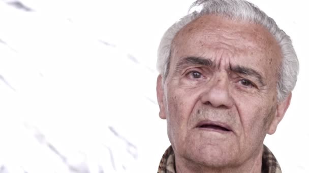 Senior Ältere Glückliche Mann Nahaufnahme Zeitlupe Video — Stockvideo