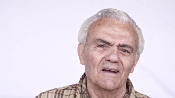 Ancianos Ancianos Feliz Hombre Primer Plano Cámara Lenta Vídeo — Vídeos de Stock