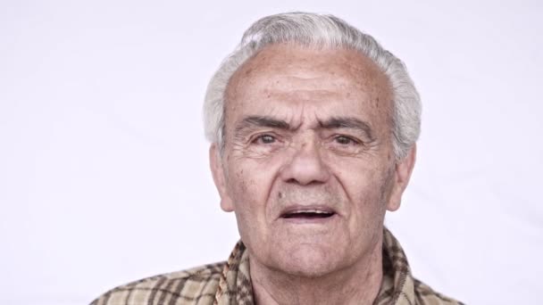 Senior Elderly Happy Man Close Lento Vídeo Movimento — Vídeo de Stock