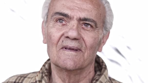 Senior Elderly Happy Man Close Lento Vídeo Movimento — Vídeo de Stock