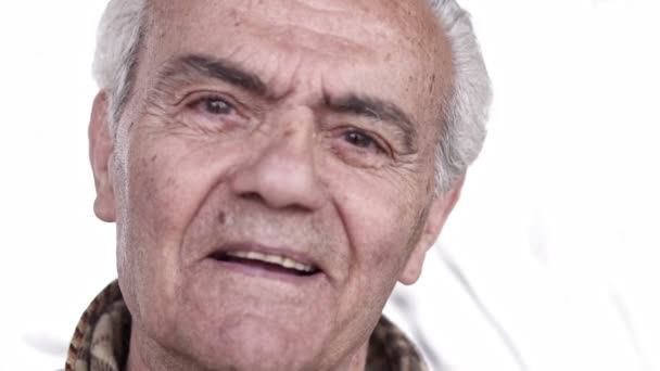 Senior Elderly Happy Man Close Lento Vídeo Movimento — Vídeo de Stock