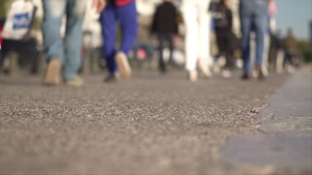 Commuters People Walking City Slow Motion — Stock Video