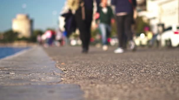 Commuters People Walking City Slow Motion — Stock Video