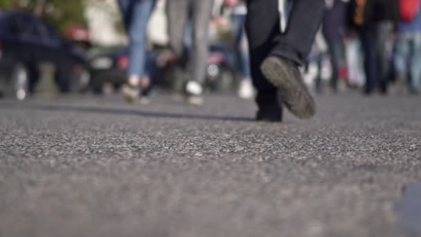 Commuters People Walking City Slow Motion — Stock Video