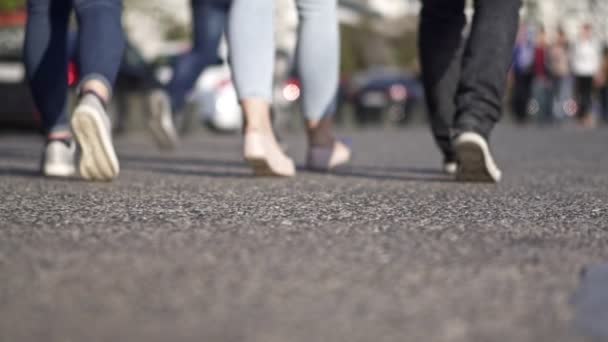 Commuters People Walking City Slow Motion — Stock Video