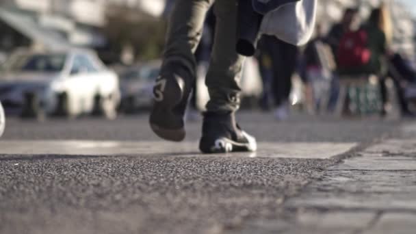 Comutadores Pessoas Andando Cidade Movimento Lento — Vídeo de Stock