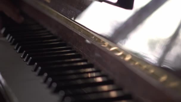 Musiker Spelar Piano Slow Motion Video Ett Rum Med Naturligt — Stockvideo