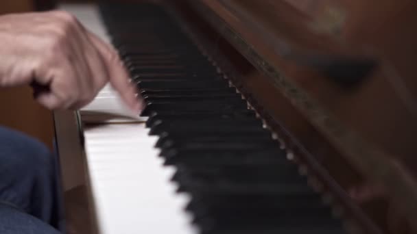 Músico Toca Piano Plano Medio Con Poca Profundidad Campo — Vídeo de stock