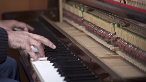 Musiker Spielt Klavier Mittlere Einstellung Mit Geringer Schärfentiefe — Stockvideo