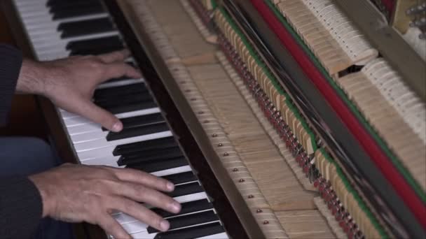 Musicien Joue Piano Ouvert Plan Médium Diagonale Avec Une Faible — Video