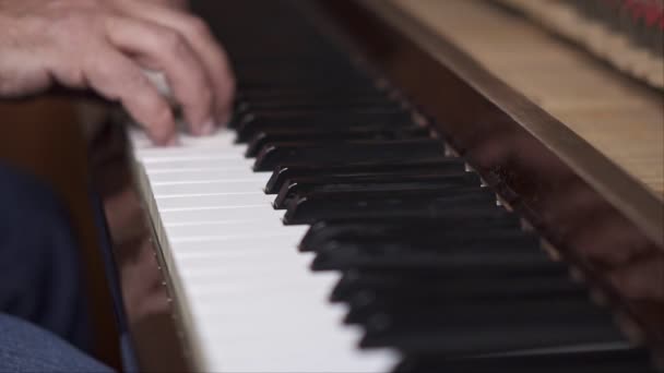 Musicista Suona Pianoforte Close Shot Con Bassa Profondità Campo — Video Stock