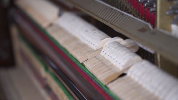Piano Hammers Slow Motion Vue Dessus Plan Moyen Avec Une — Video