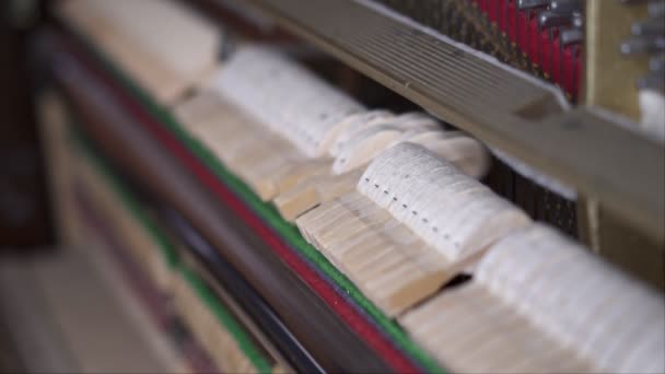 Piano Hammers Slow Motion Vue Dessus Plan Moyen Avec Une — Video