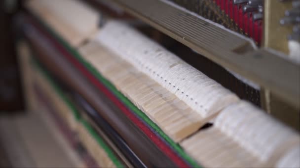 Piano Hammers Slow Motion Vue Dessus Plan Moyen Avec Une — Video