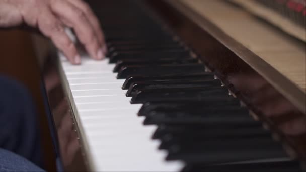 Εκτέλεση Του Πιανίστα Κοντινό Βολή Αργής Κίνησης Ρηχό Βάθος Πεδίου — Αρχείο Βίντεο