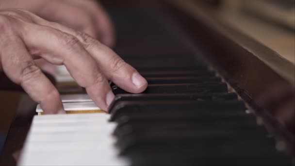 Pianist Performing Close Slow Motion Shot Shallow Depth Field — Stock Video