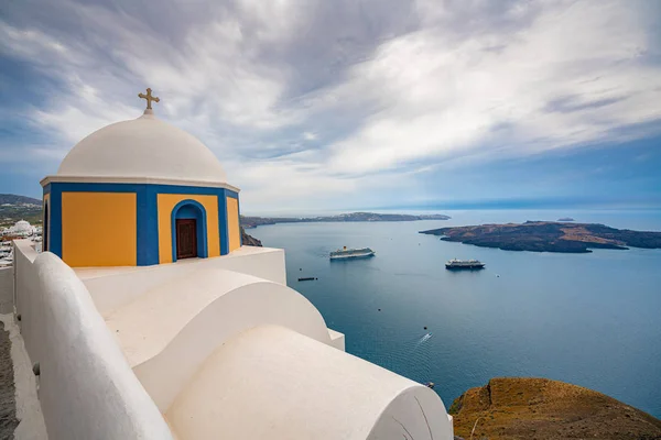 Santorini Adası, Yunanistan, en güzel seyahat dest biri — Stok fotoğraf