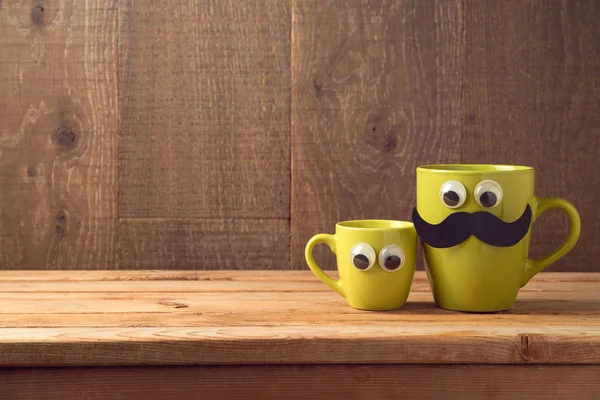 Boldog Apák Napja Koncepció Két Kávéscsészét Mint Apa Fia Felett — Stock Fotó