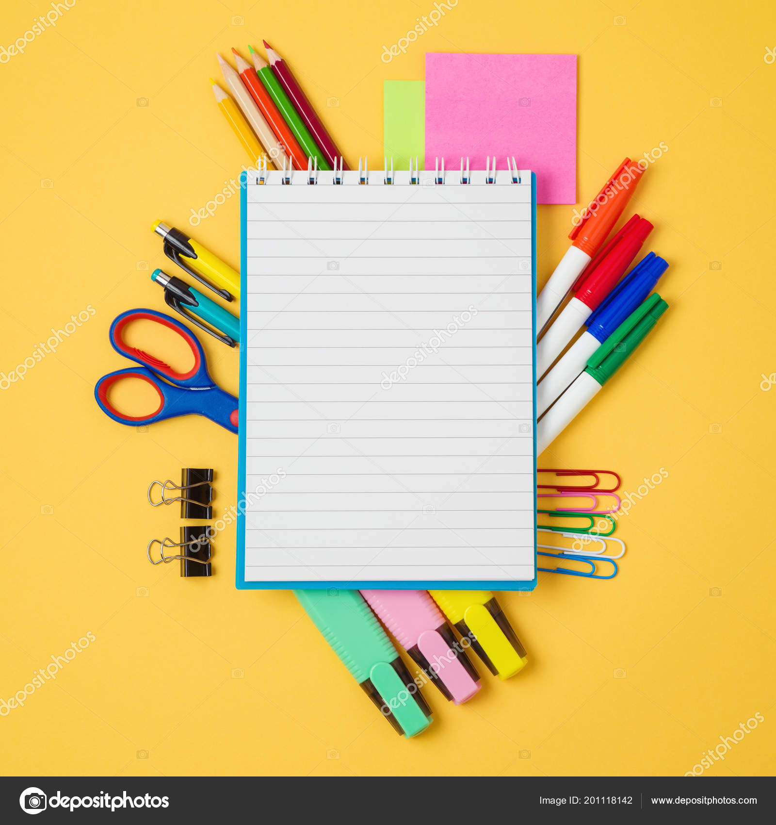 Back School Background Notebook School Supplies View Stock Photo Image By C Maglara