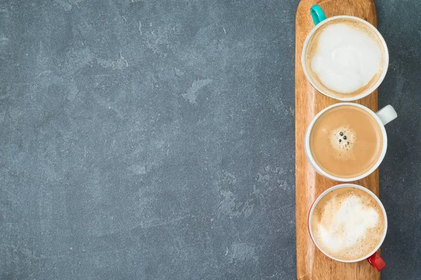 Coffee Cups Blackboard Background Top View — Stock Photo, Image