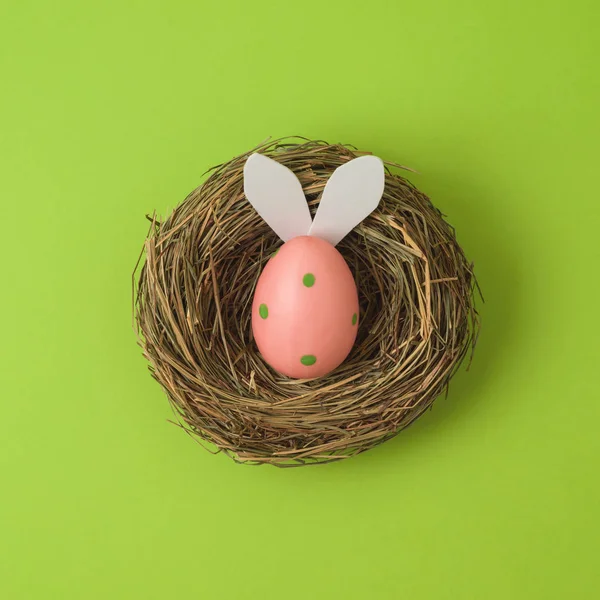 Easter Holiday Concept Easter Egg Bird Nest Decoration Minimal Concept — Stock Photo, Image