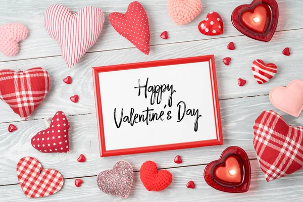 Fondo Del Día San Valentín Con Formas Corazón Marco Fotos —  Fotos de Stock
