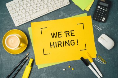 Ofis masası ile iş işe kavramı. İş geçmişi. 