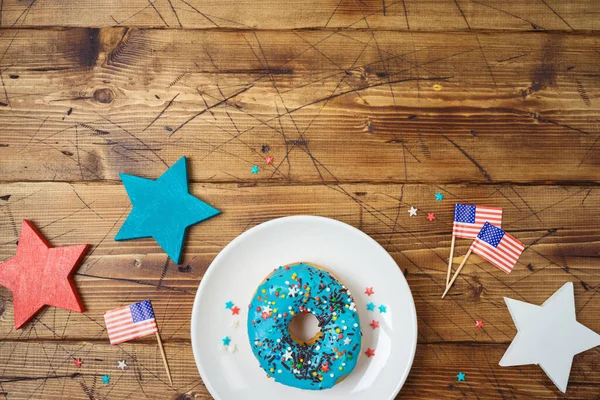 Feliz Día Independencia Concepto Celebración Del Julio Con Rosquillas Bandera —  Fotos de Stock