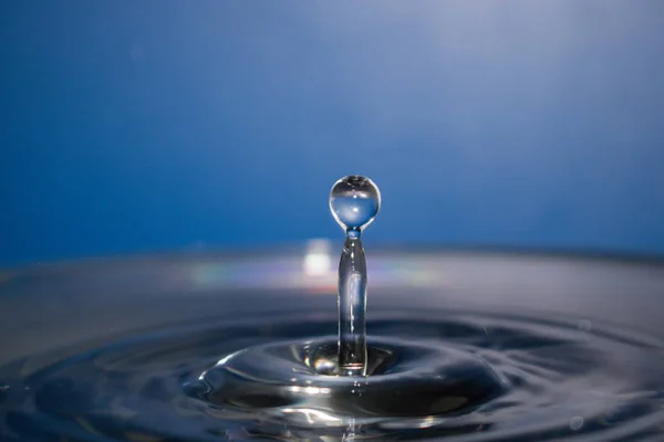 Капля Воды Синем Фоне — стоковое фото