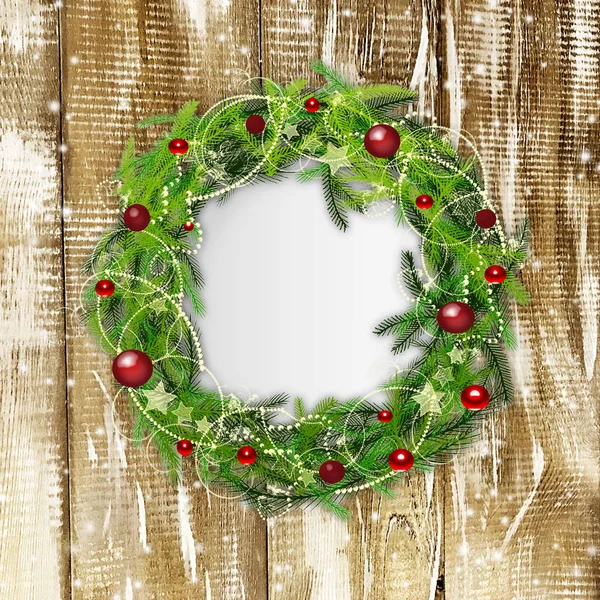 Christmas Gratulationskort Med Fir Tree Grenar Bakgrund — Stockfoto