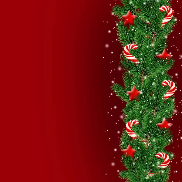 圣诞贺卡与杉木树分支机构背景 — 图库照片