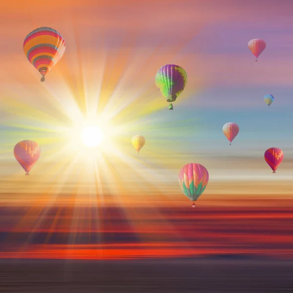 Αέρα Μπαλόνια Και Πανέμορφο Τοπίο — Φωτογραφία Αρχείου