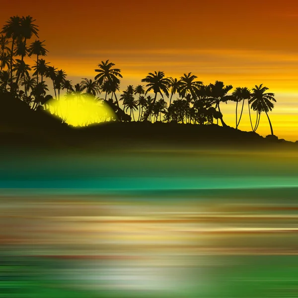 Illustration Schöne Landschaft Bei Sonnenuntergang — Stockfoto